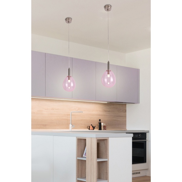 Lampa Wisząca Lukka 1 Chromowy Różowy Candellux