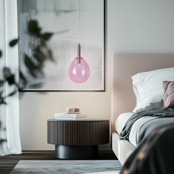 Lampa Wisząca Lukka 1 Chromowy Różowy Candellux