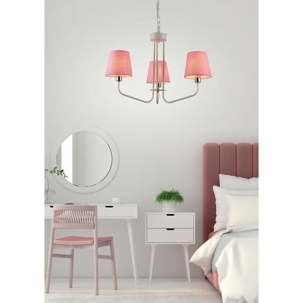 Lampa Wisząca York 3 Biały Różowy Candellux