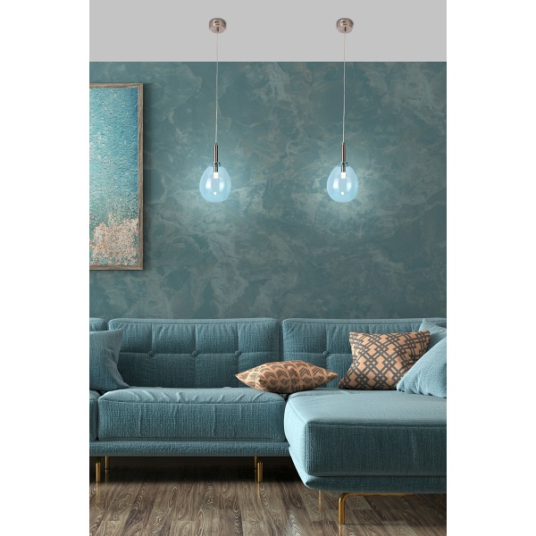 Lampa Wisząca Lukka 1 Chromowy Niebieski Candellux