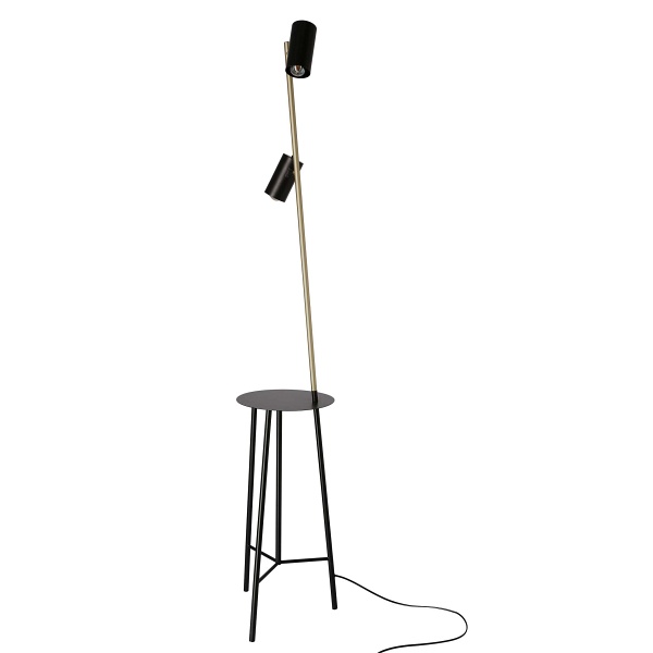 Perret Lampa Podłogowa Czarny+Złoty Matowy 2X15W Gu10 Klosz Czarny Candellux