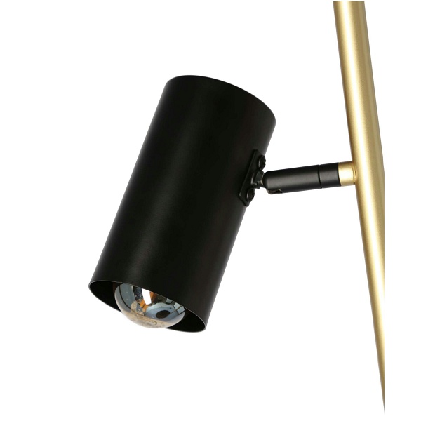 Perret Lampa Podłogowa Czarny+Złoty Matowy 2X15W Gu10 Klosz Czarny Candellux