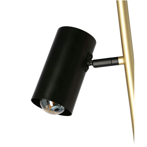 Perret Lampa Podłogowa Czarny+Złoty Matowy 2X15W Gu10 Klosz Czarny Candellux