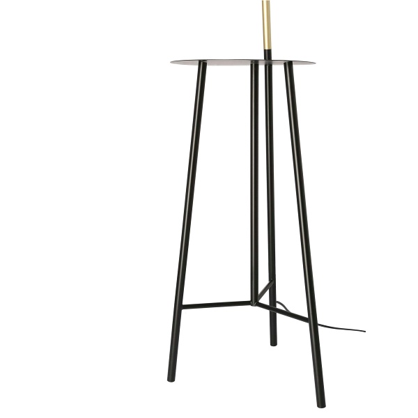 Perret Lampa Podłogowa Czarny+Złoty Matowy 2X15W Gu10 Klosz Czarny Candellux