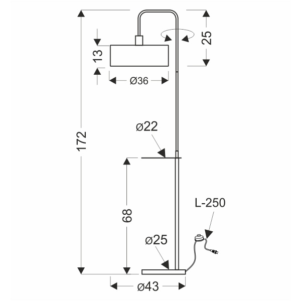 Impact Lampa Podłogowa Czarny+Złoty Matowy 1X40W E27 Abażur Czarny Candellux