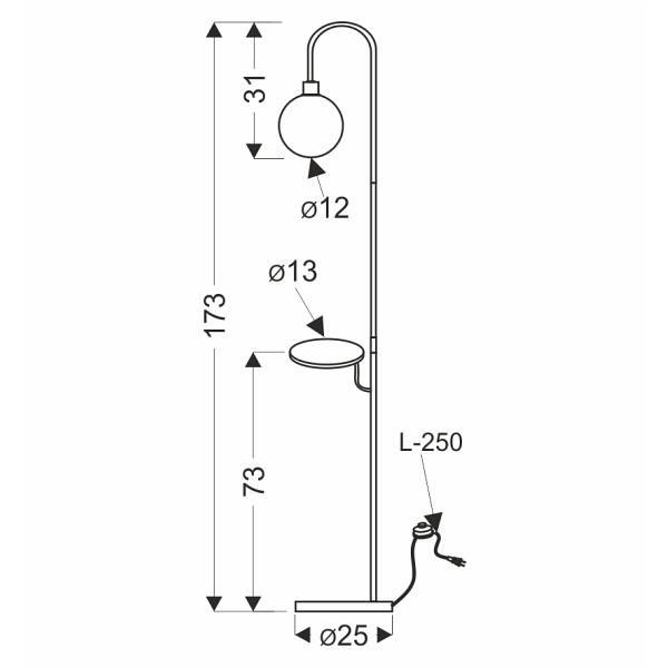 Vanity Lampa Podłogowa Czarny 1X40W G9 Candellux