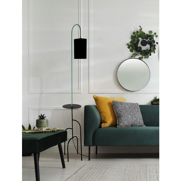 Ravello Lampa Podłogowa Czarny+Zielony 1X40W E14 Abażur Czarny Candellux