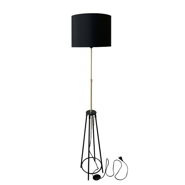 Tegola Lampa Podłogowa Czarny+Złoty Matowy 1X60W E27 Abażur Czarny Candellux