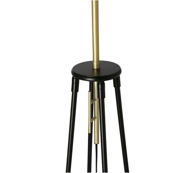 Tegola Lampa Podłogowa Czarny+Złoty Matowy 1X60W E27 Abażur Czarny Candellux