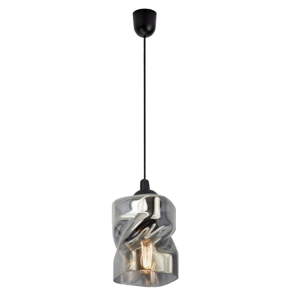 Felis Lampa Wisząca Czarny 1X60W E27 Klosz Dymiony Candellux