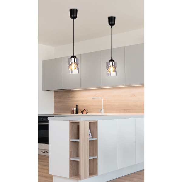 Felis Lampa Wisząca Czarny 1X60W E27 Klosz Dymiony Candellux