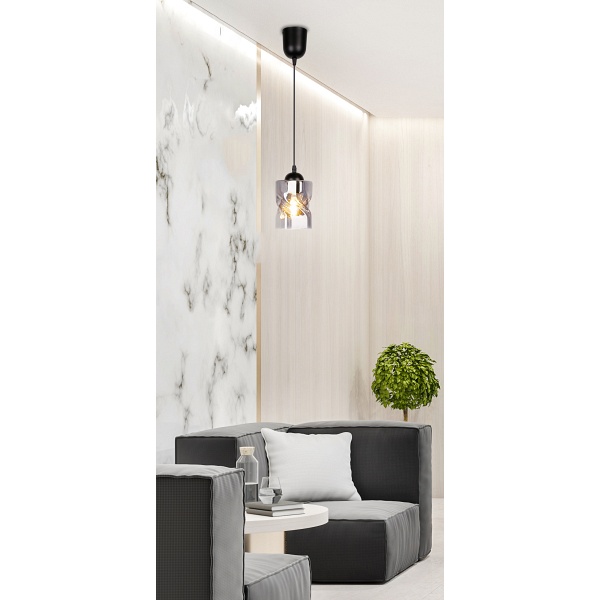 Felis Lampa Wisząca Czarny 1X60W E27 Klosz Dymiony Candellux