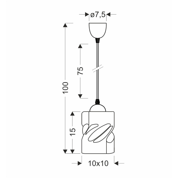 Felis Lampa Wisząca Czarny 1X60W E27 Klosz Dymiony Candellux