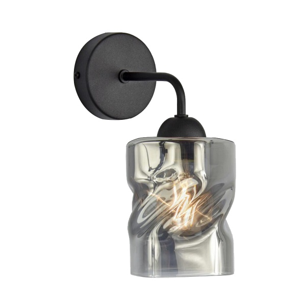 Felis Lampa Kinkiet Czarny 1X60W E27 Klosz Dymiony Candellux