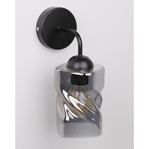 Felis Lampa Kinkiet Czarny 1X60W E27 Klosz Dymiony Candellux