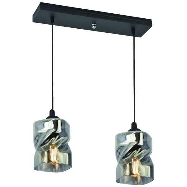 Felis Lampa Wisząca Czarny 2X60W E27 Klosz Dymiony Candellux