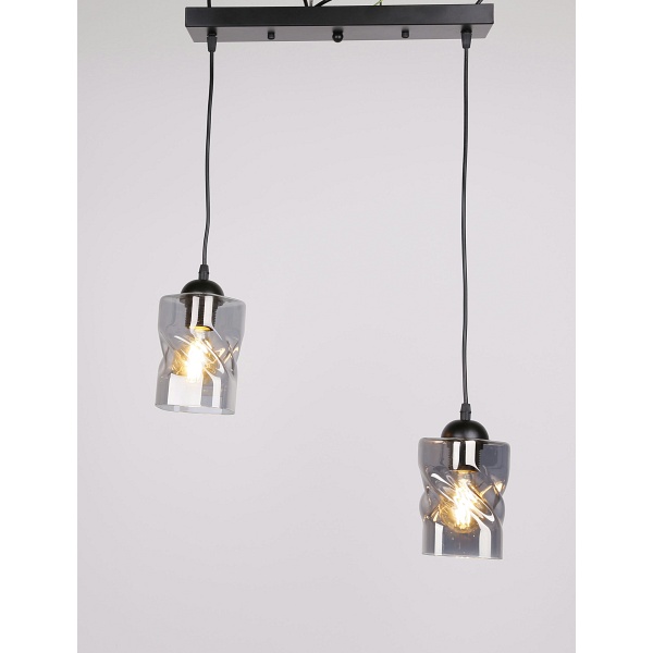 Felis Lampa Wisząca Czarny 2X60W E27 Klosz Dymiony Candellux