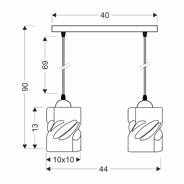 Felis Lampa Wisząca Czarny 2X60W E27 Klosz Dymiony Candellux