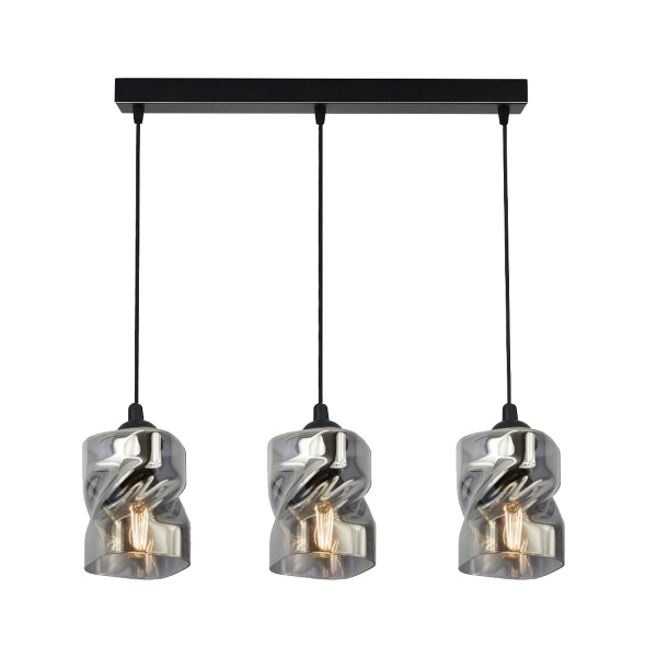 Felis Lampa Wisząca Czarny 3X60W E27 Klosz Dymiony Candellux