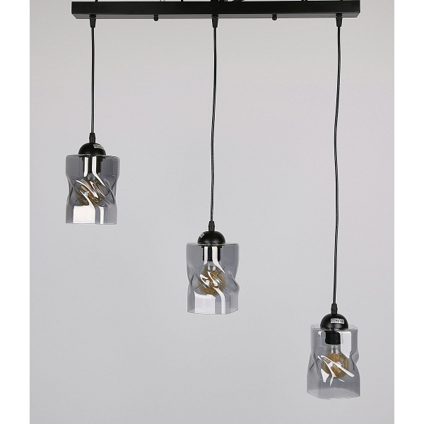 Felis Lampa Wisząca Czarny 3X60W E27 Klosz Dymiony Candellux