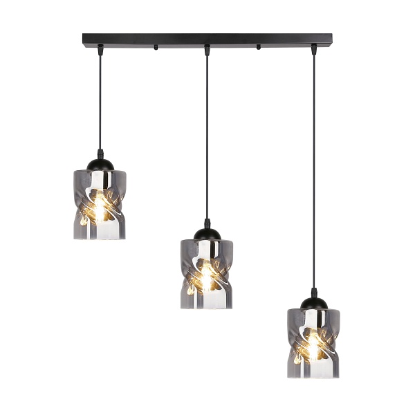 Felis Lampa Wisząca Czarny 3X60W E27 Klosz Dymiony Candellux