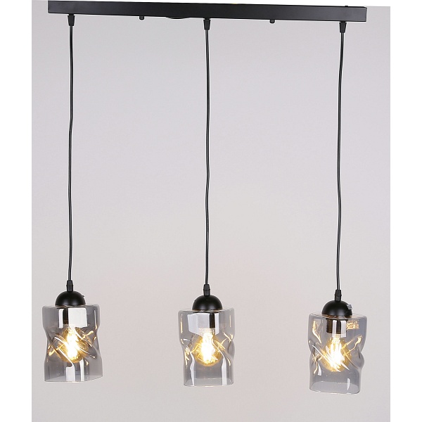 Felis Lampa Wisząca Czarny 3X60W E27 Klosz Dymiony Candellux