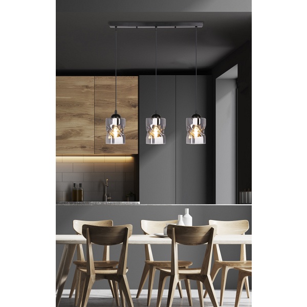 Felis Lampa Wisząca Czarny 3X60W E27 Klosz Dymiony Candellux