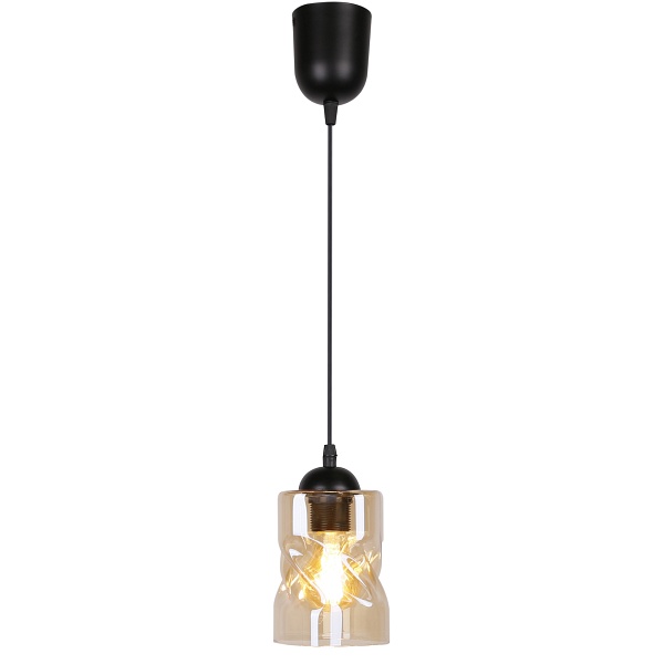 Felis Lampa Wisząca Czarny 1X60W E27 Klosz Bursztynowy Candellux
