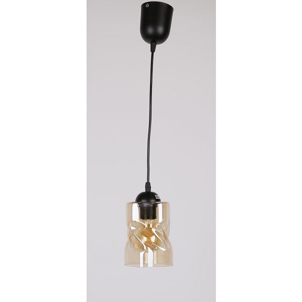 Felis Lampa Wisząca Czarny 1X60W E27 Klosz Bursztynowy Candellux