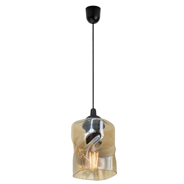 Felis Lampa Wisząca Czarny 1X60W E27 Klosz Bursztynowy Candellux