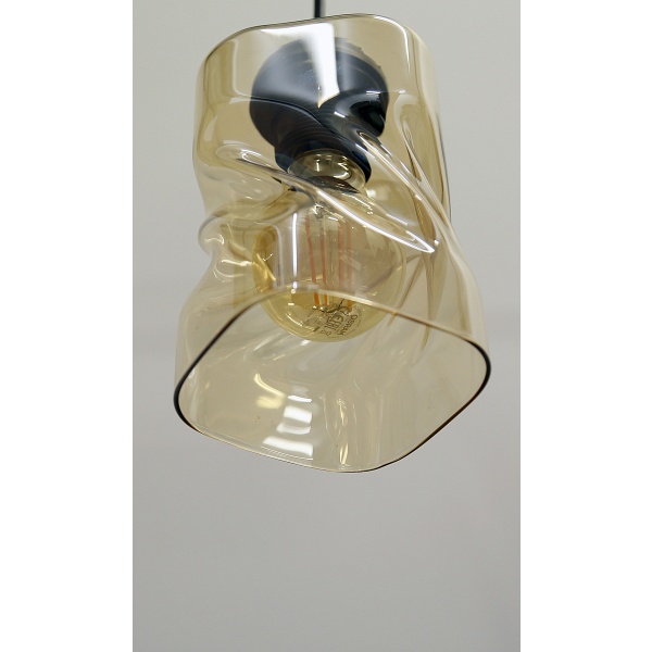 Felis Lampa Wisząca Czarny 1X60W E27 Klosz Bursztynowy Candellux