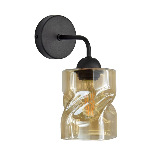 Felis Lampa Kinkiet Czarny 1X60W E27 Klosz Bursztynowy Candellux