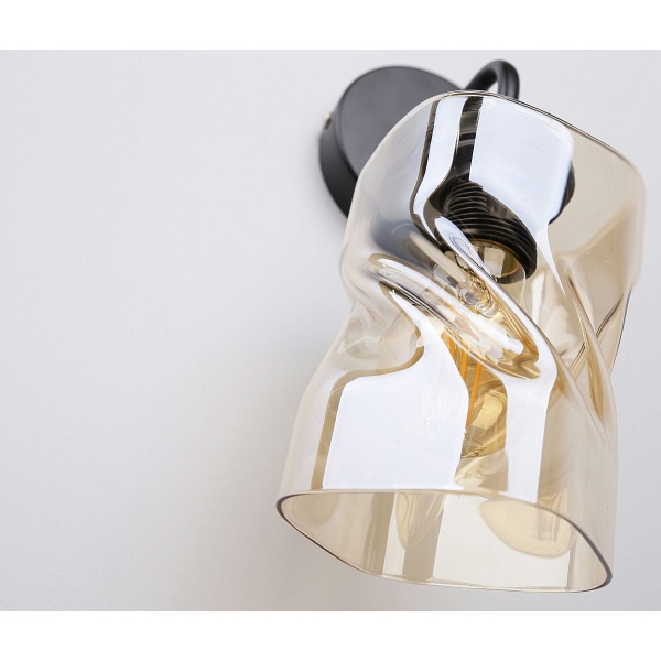 Felis Lampa Kinkiet Czarny 1X60W E27 Klosz Bursztynowy Candellux