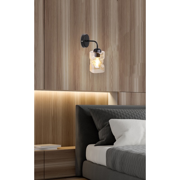 Felis Lampa Kinkiet Czarny 1X60W E27 Klosz Bursztynowy Candellux