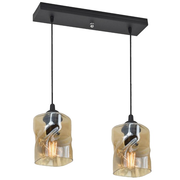 Felis Lampa Wisząca Czarny 2X60W E27 Klosz Bursztynowy Candellux