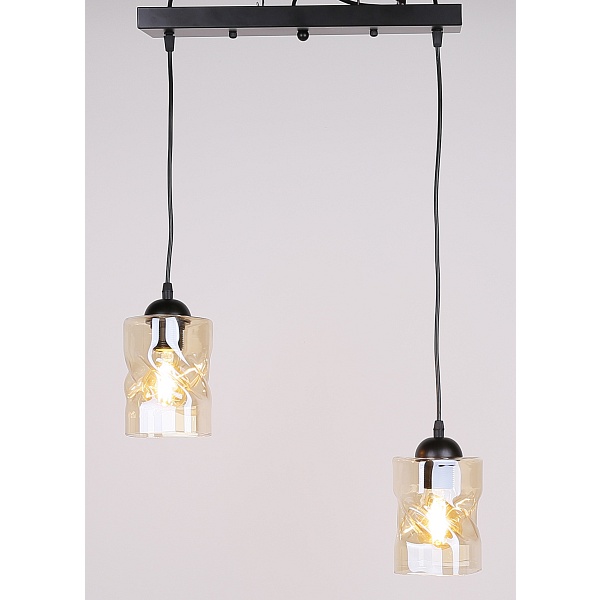 Felis Lampa Wisząca Czarny 2X60W E27 Klosz Bursztynowy Candellux