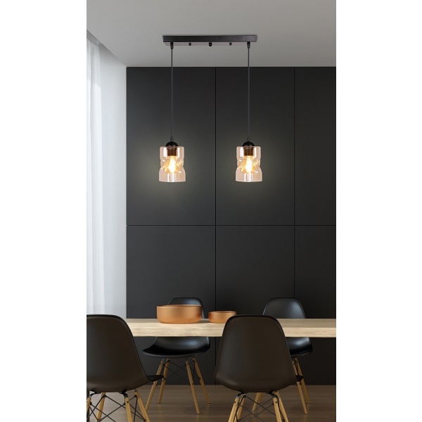 Felis Lampa Wisząca Czarny 2X60W E27 Klosz Bursztynowy Candellux