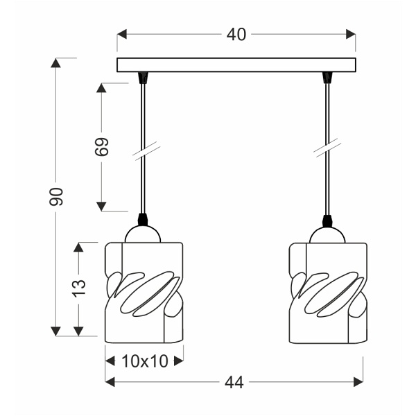 Felis Lampa Wisząca Czarny 2X60W E27 Klosz Bursztynowy Candellux