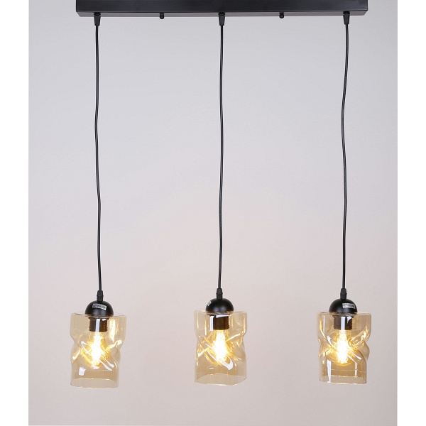 Felis Lampa Wisząca Czarny 3X60W E27 Klosz Bursztynowy Candellux