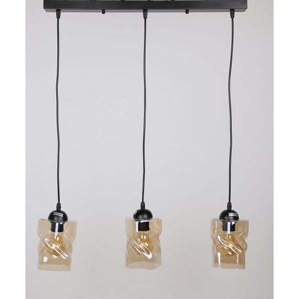 Felis Lampa Wisząca Czarny 3X60W E27 Klosz Bursztynowy Candellux