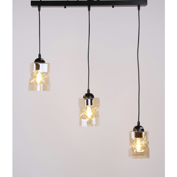 Felis Lampa Wisząca Czarny 3X60W E27 Klosz Bursztynowy Candellux