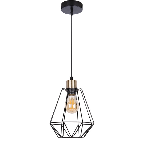 Primo Lampa Wisząca Czarny+Patyna 1X60W E27 Klosz Czarny Candellux