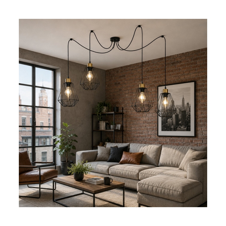 Lampa wisząca Primo P czarna złota czarna 4x60w - Candellux