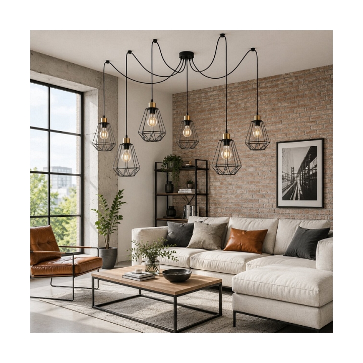 Lampa wisząca Primo P czarna złota czarna 6x60w - Candellux