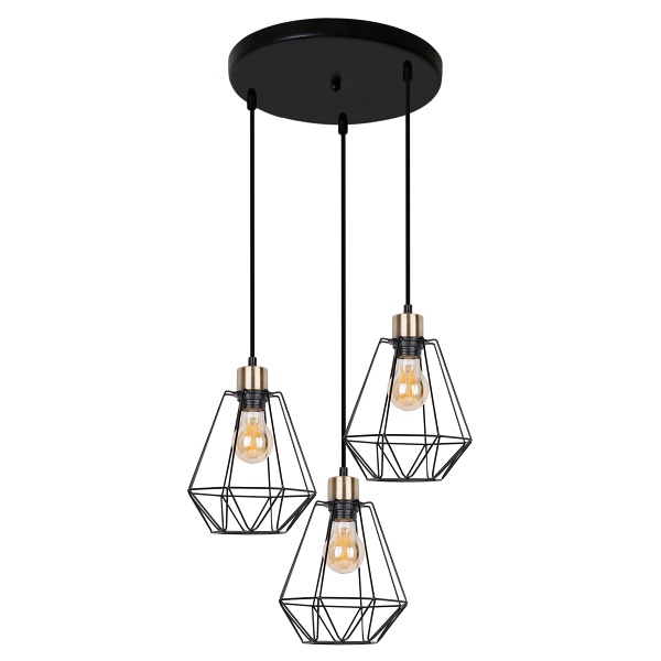 Primo Lampa Wisząca Talerz Czarny+Patyna 3X60W E27 Klosz Czarny Candellux