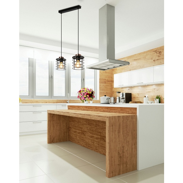 Glob Lampa Wisząca Czarny+Złoty 2X40W E27 Klosz Czarny Candellux