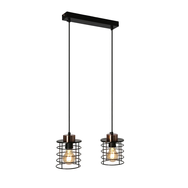 Glob Lampa Wisząca Czarny+Złoty 2X40W E27 Klosz Czarny Candellux