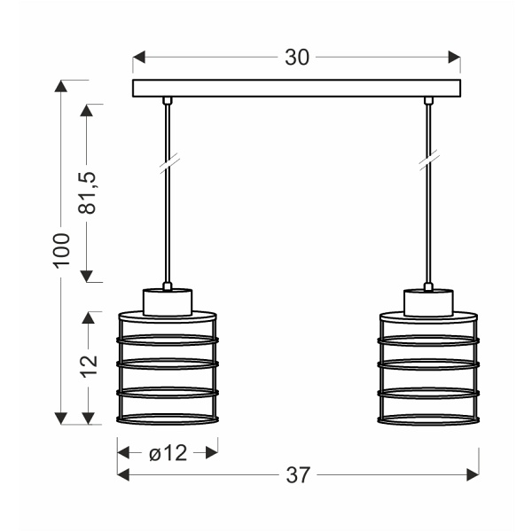 Glob Lampa Wisząca Czarny+Złoty 2X40W E27 Klosz Czarny Candellux