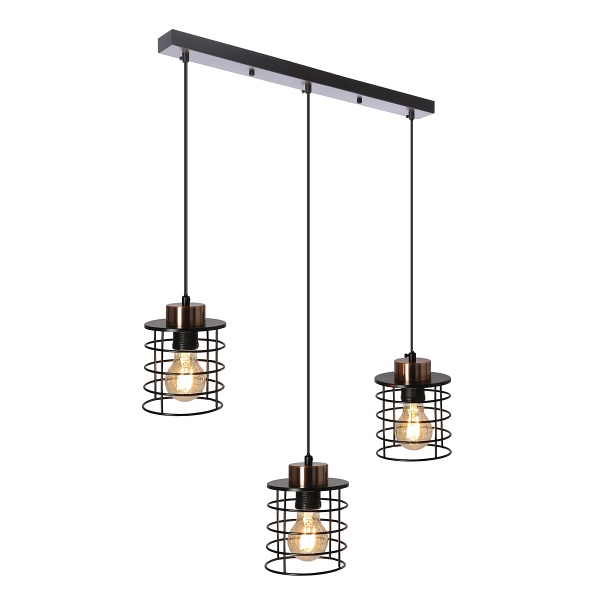 Glob Lampa Wisząca Czarny+Złoty 3X40W E27 Klosz Czarny Candellux