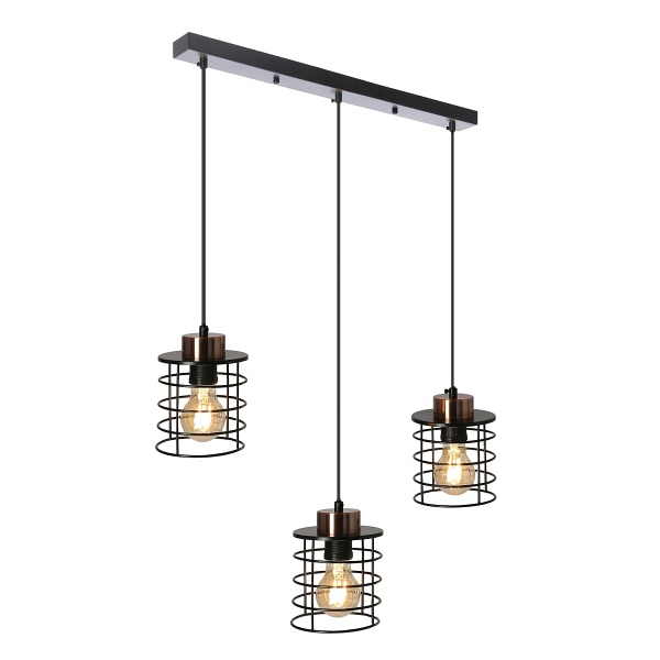 Glob Lampa Wisząca Czarny+Złoty 3X40W E27 Klosz Czarny Candellux